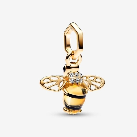 Pandora Sparkling Bee Dangle Charm 14k gold plating For Bracelet Necklace - Picture 1 of 1